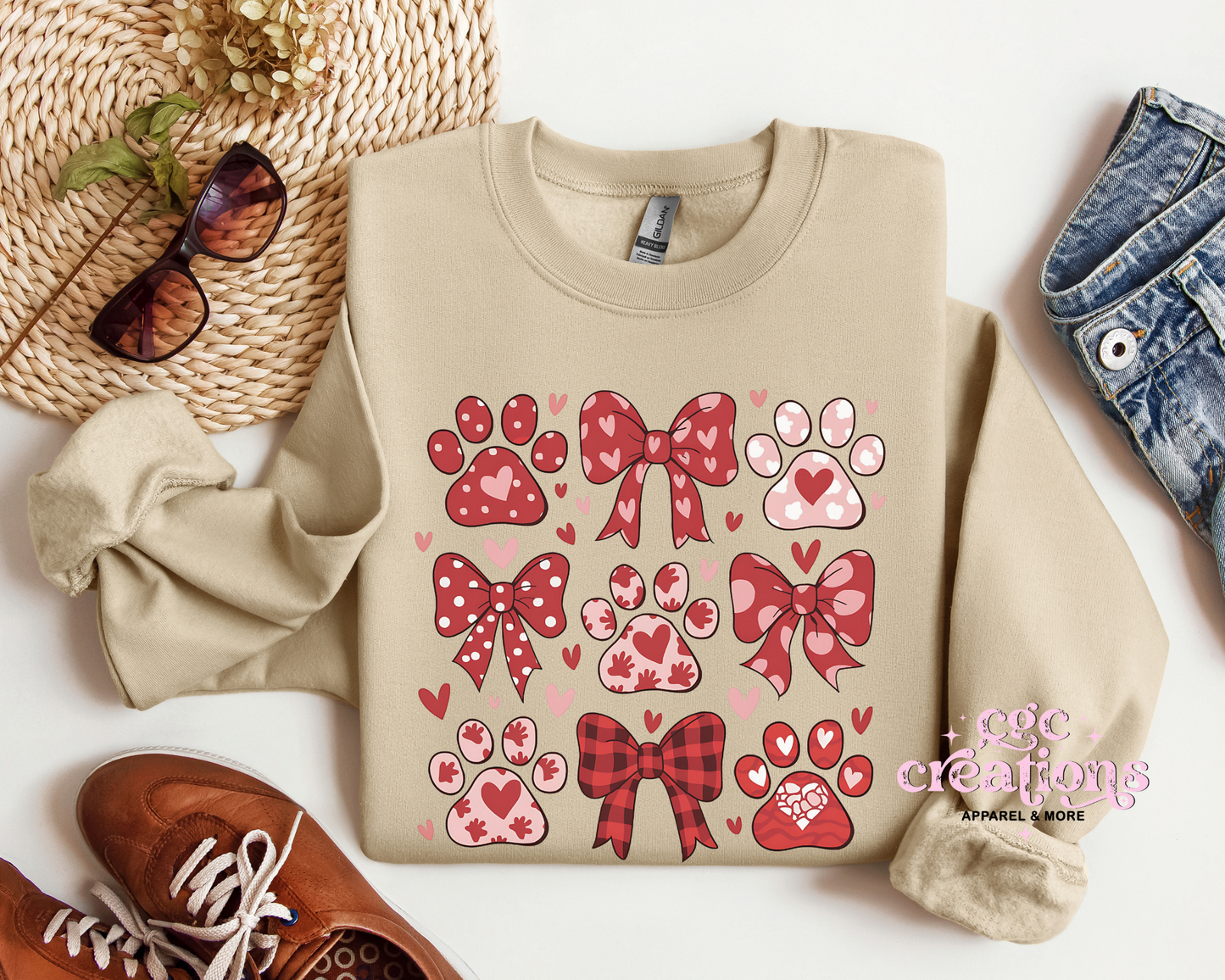 Dog Coquette Grid Valentine Crewneck Sweatshirt