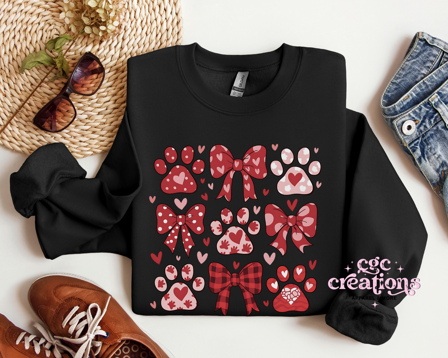 Dog Coquette Grid Valentine Crewneck Sweatshirt