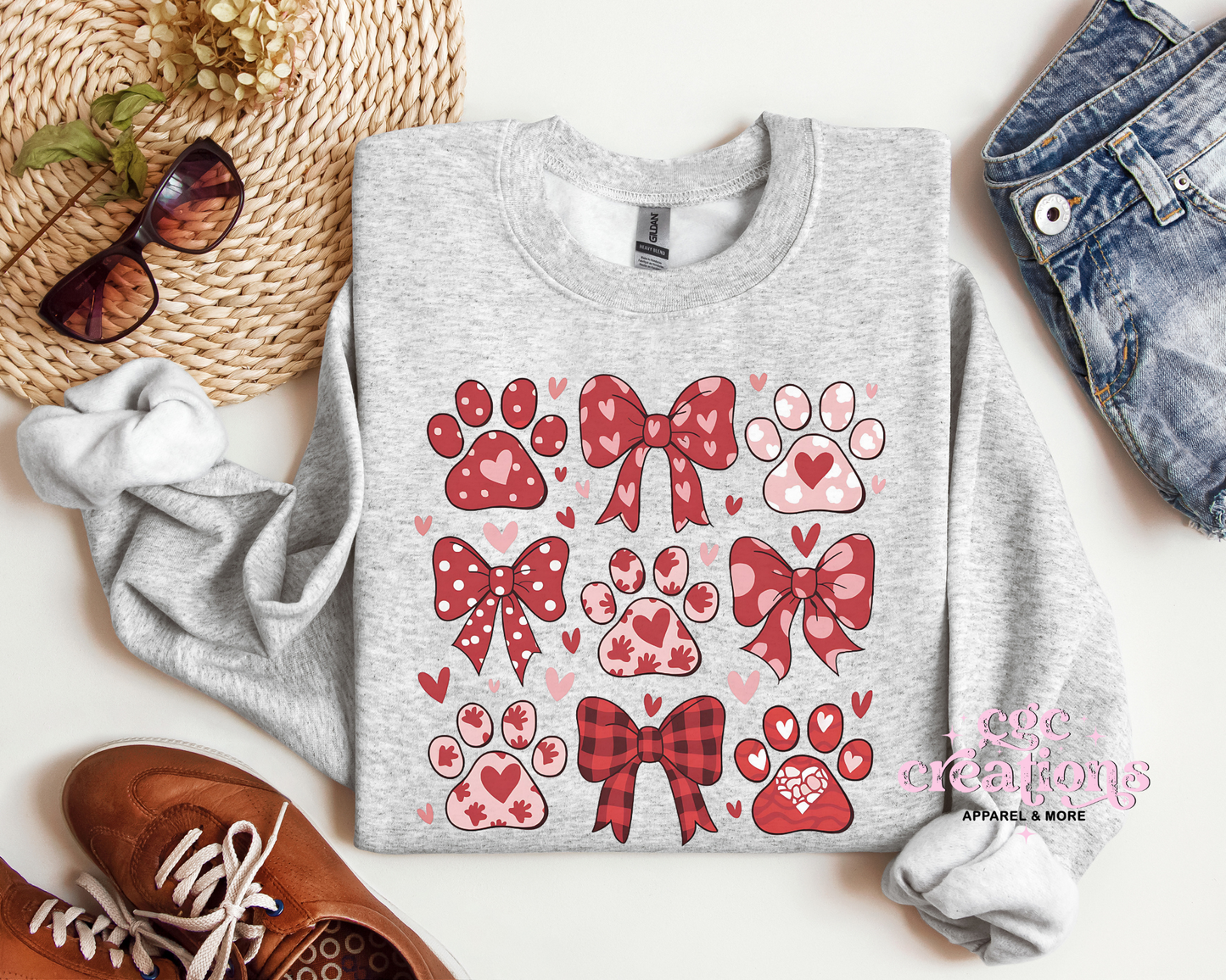 Dog Coquette Grid Valentine Crewneck Sweatshirt