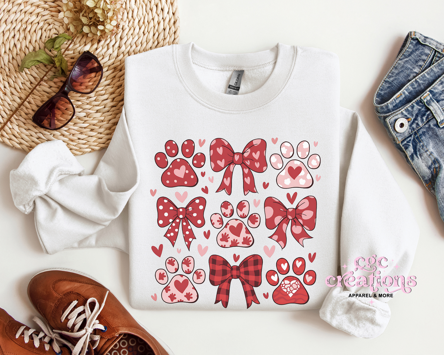 Dog Coquette Grid Valentine Crewneck Sweatshirt