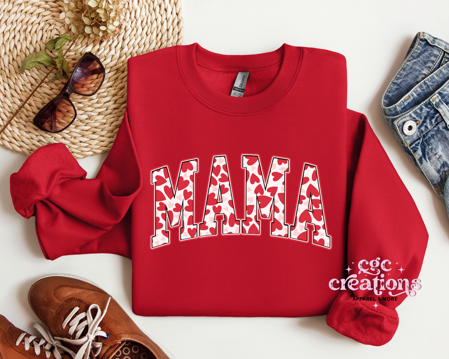 Mama Hearts Crewneck Sweatshirt