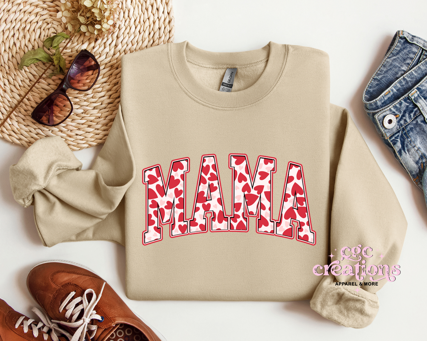 Mama Hearts Crewneck Sweatshirt