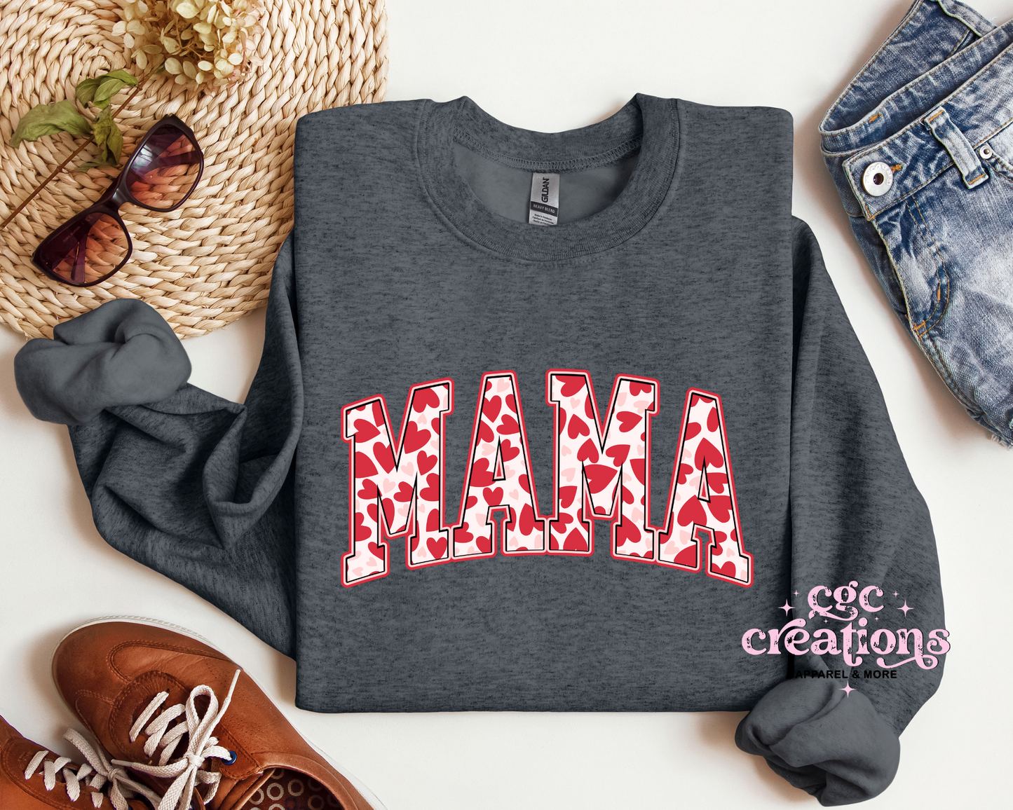 Mama Hearts Crewneck Sweatshirt