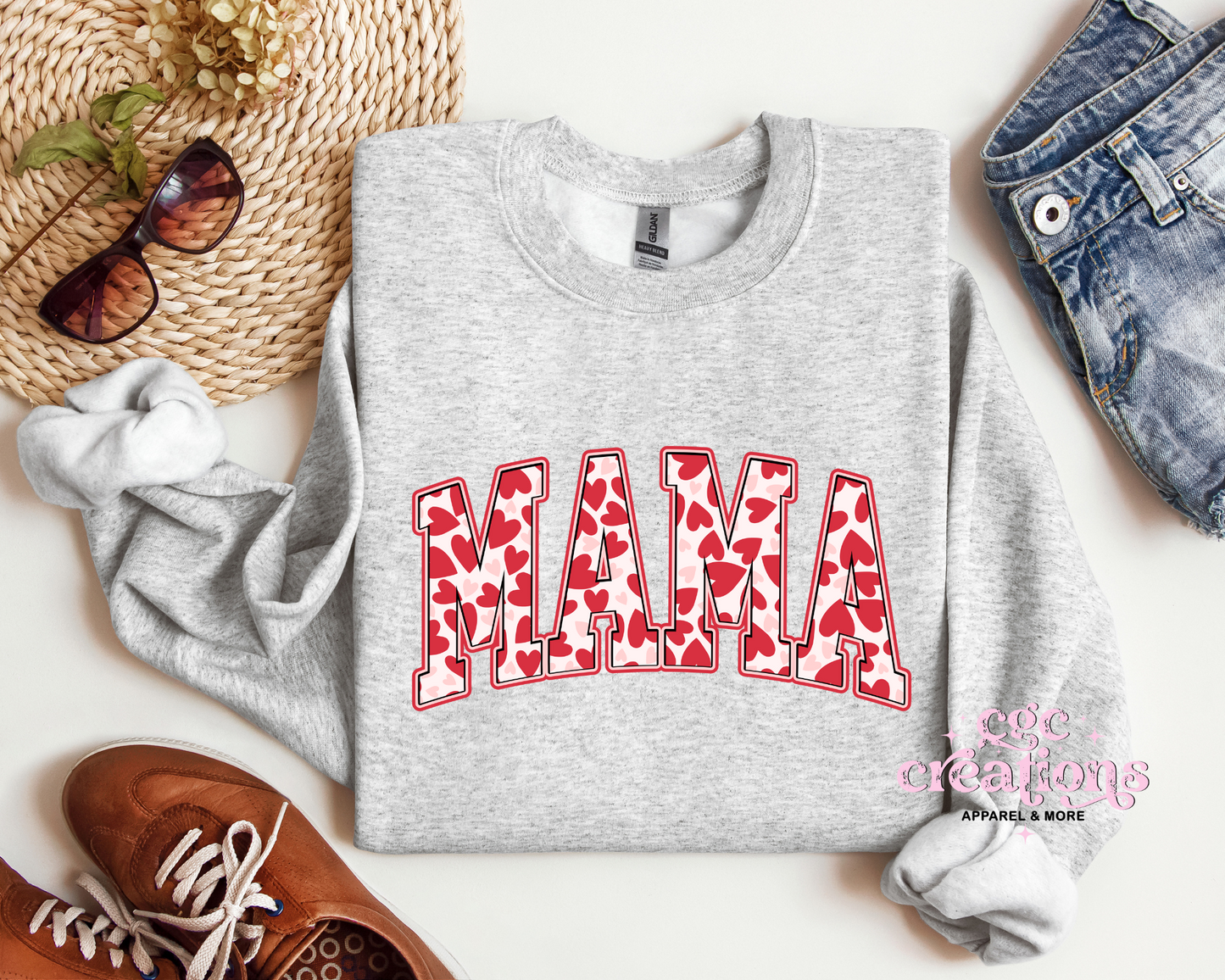 Mama Hearts Crewneck Sweatshirt