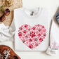 Dog Paw Print Heart Crewneck Sweatshirt
