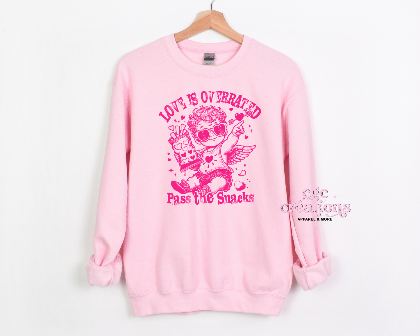 Love Is Overrated Pass The Snacks Crewneck Sweatshirt