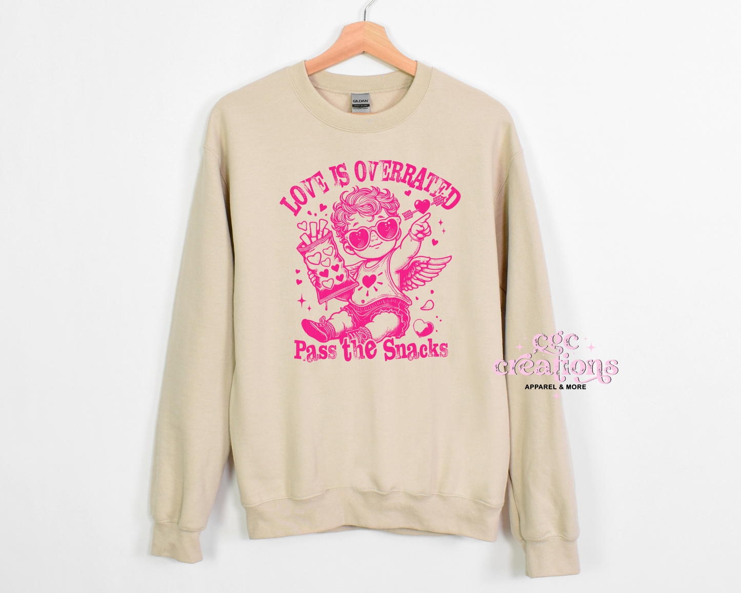 Love Is Overrated Pass The Snacks Crewneck Sweatshirt