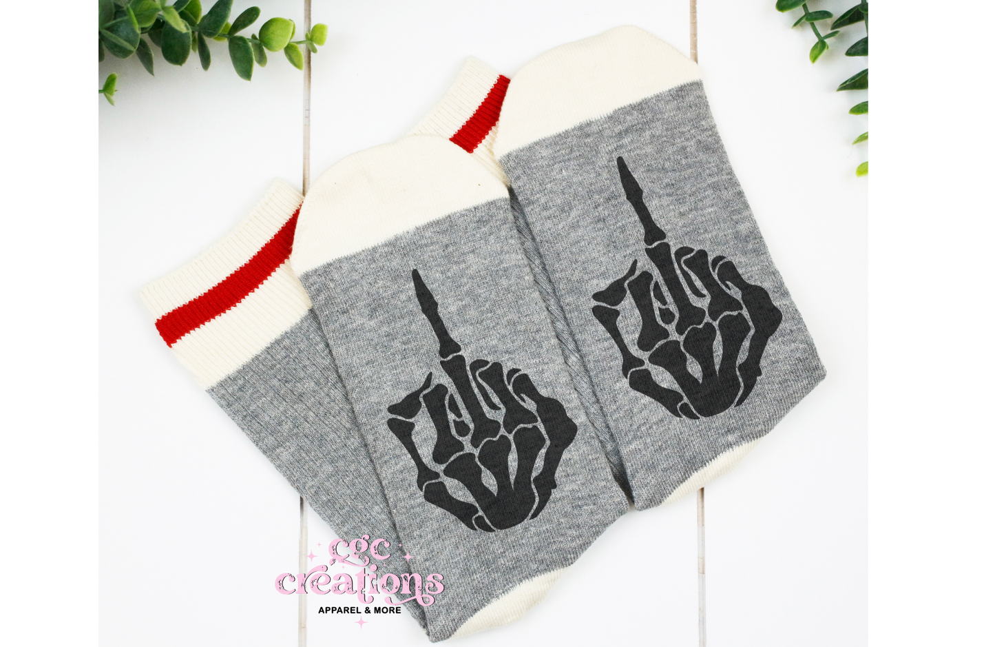 Skeleton Middle FInger Faux Wool Socks