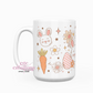Cute Retro Carrots And Bunnies Easter 15 oz Ceramic Coffee Mug