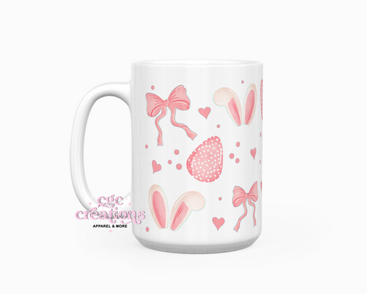 Cute Bows And Eggs Easter 15 oz Ceramic Coffee Mug