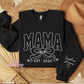 Mama Est. WIth Sleeve Design Crewneck Sweatshirt