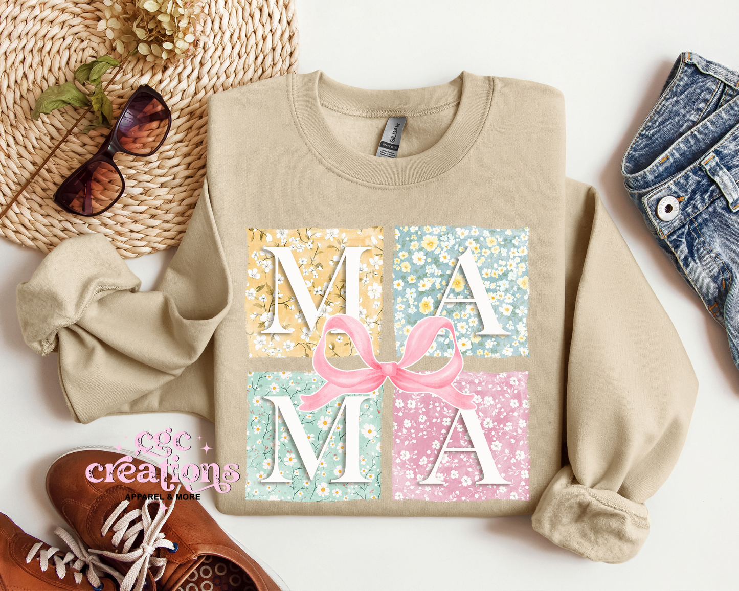 Patchwork Mama Crewneck Sweatshirt