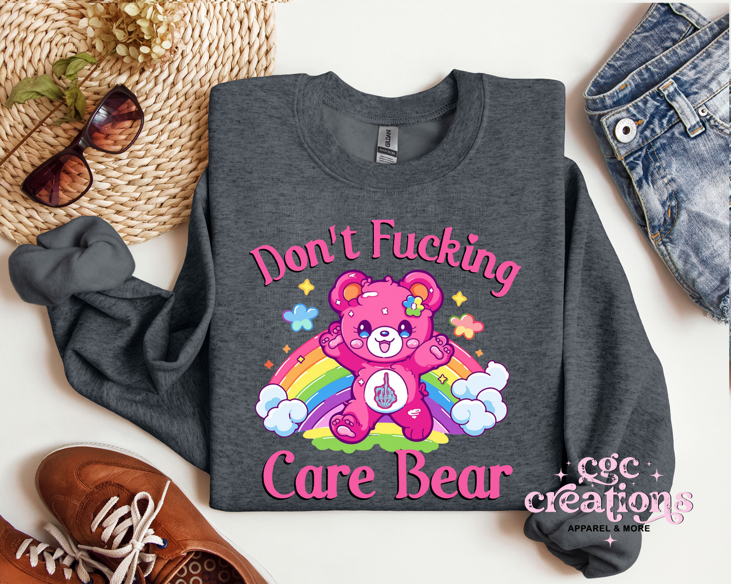 Don't Fucking Care Bear Crewneck Sweatshirt