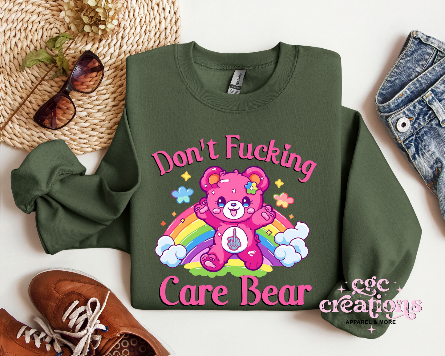 Don't Fucking Care Bear Crewneck Sweatshirt