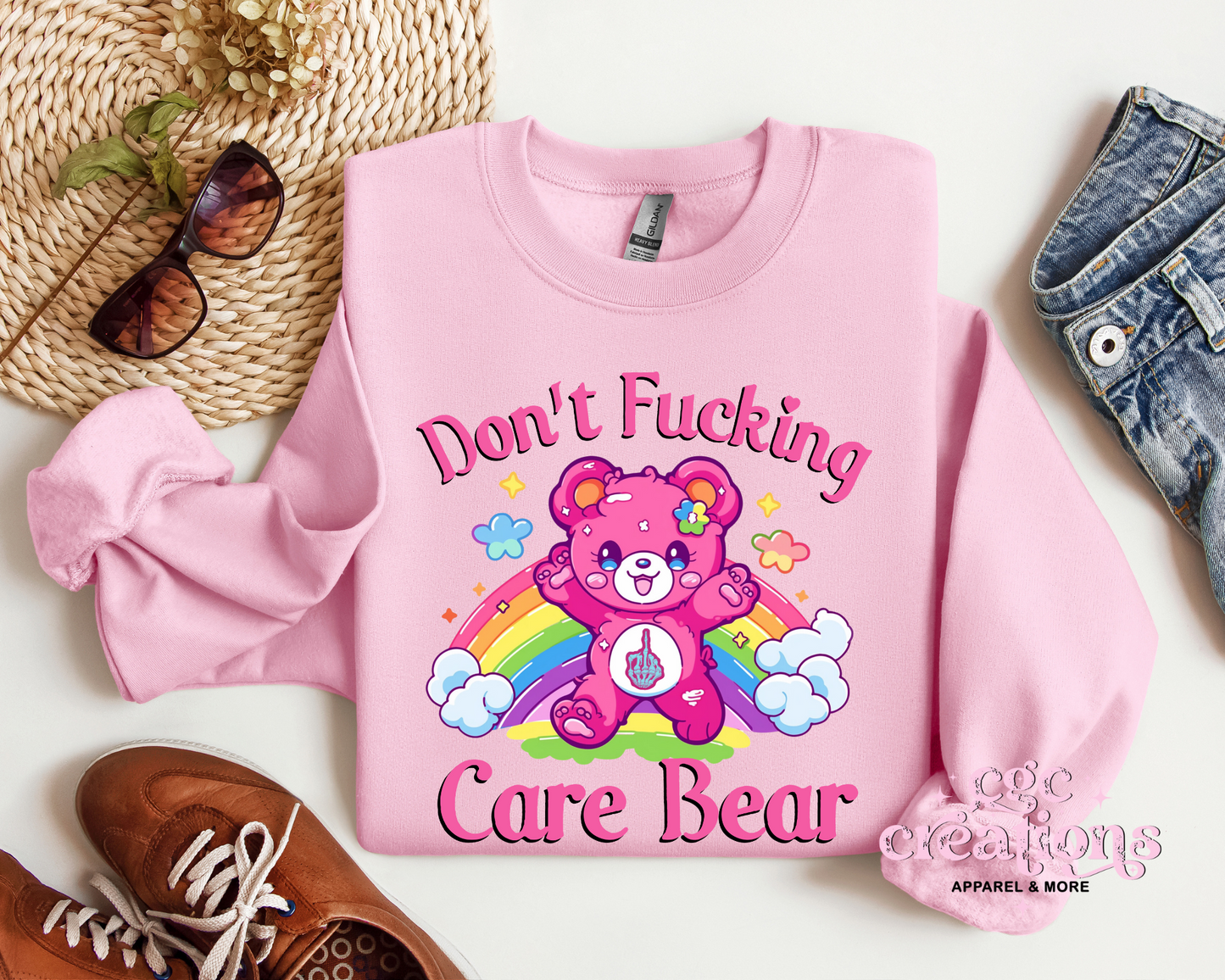Don't Fucking Care Bear Crewneck Sweatshirt
