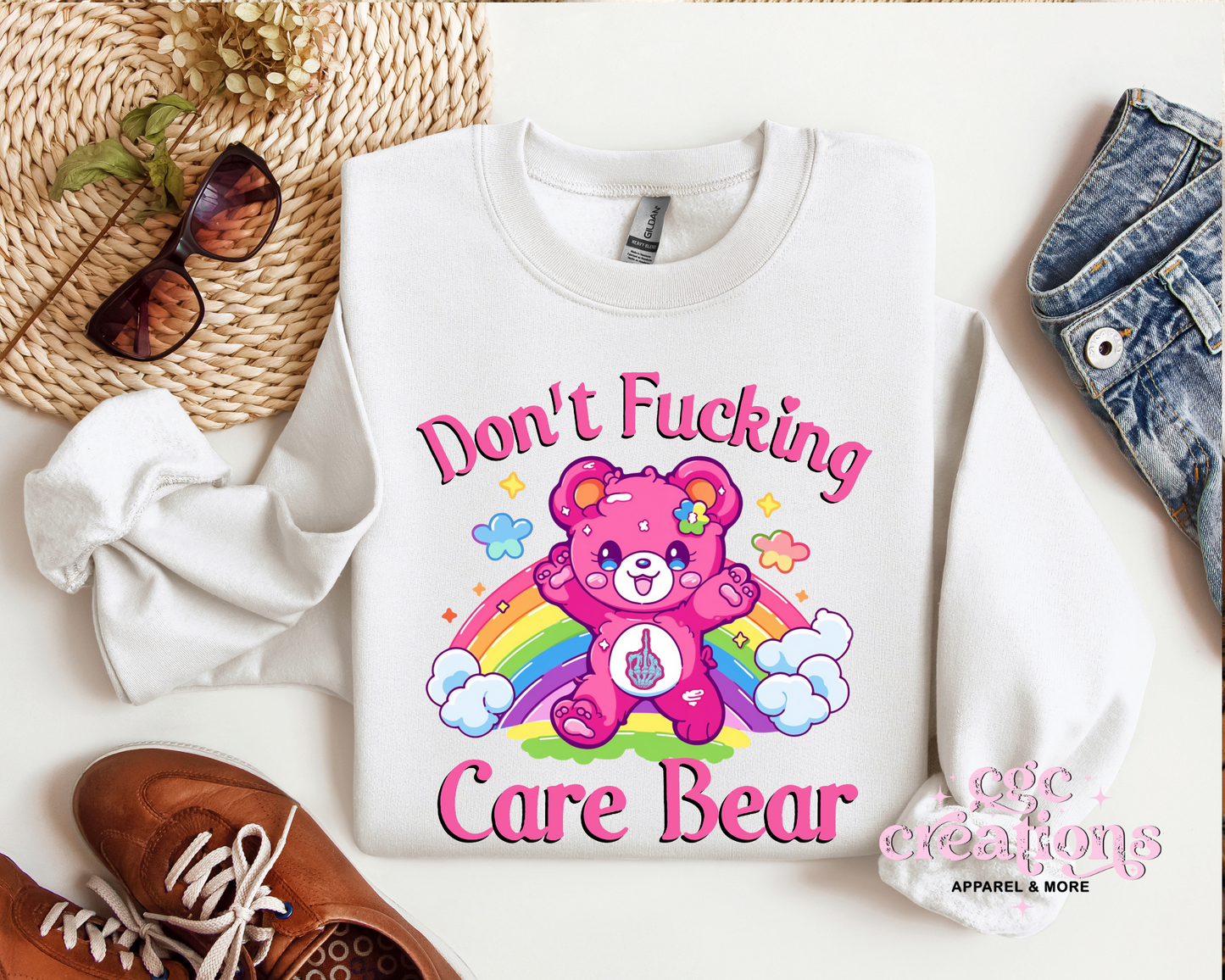 Don't Fucking Care Bear Crewneck Sweatshirt