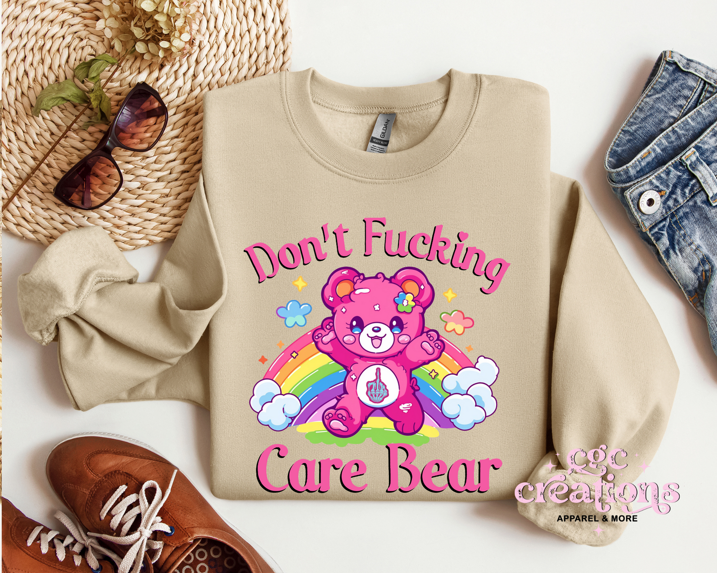 Don't Fucking Care Bear Crewneck Sweatshirt