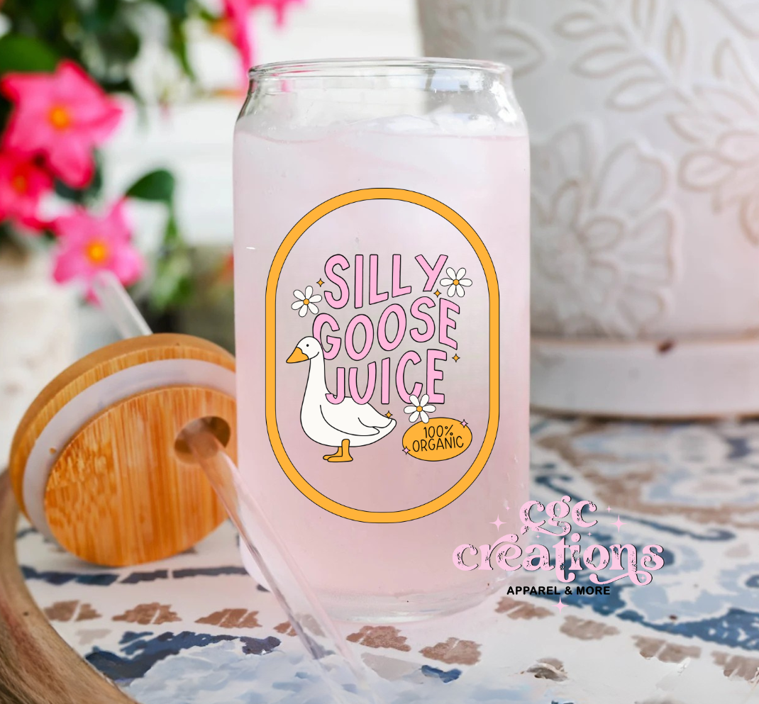Silly Goose Juice 16oz Glass Cup With Lid
