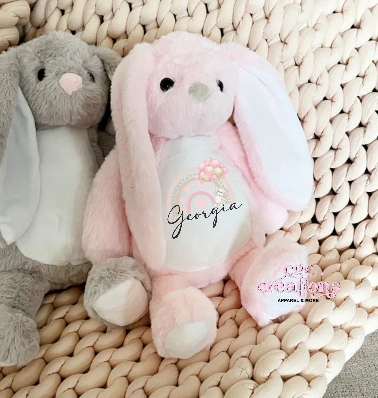 Personalized Rainbow (balloons) Plush Bunny