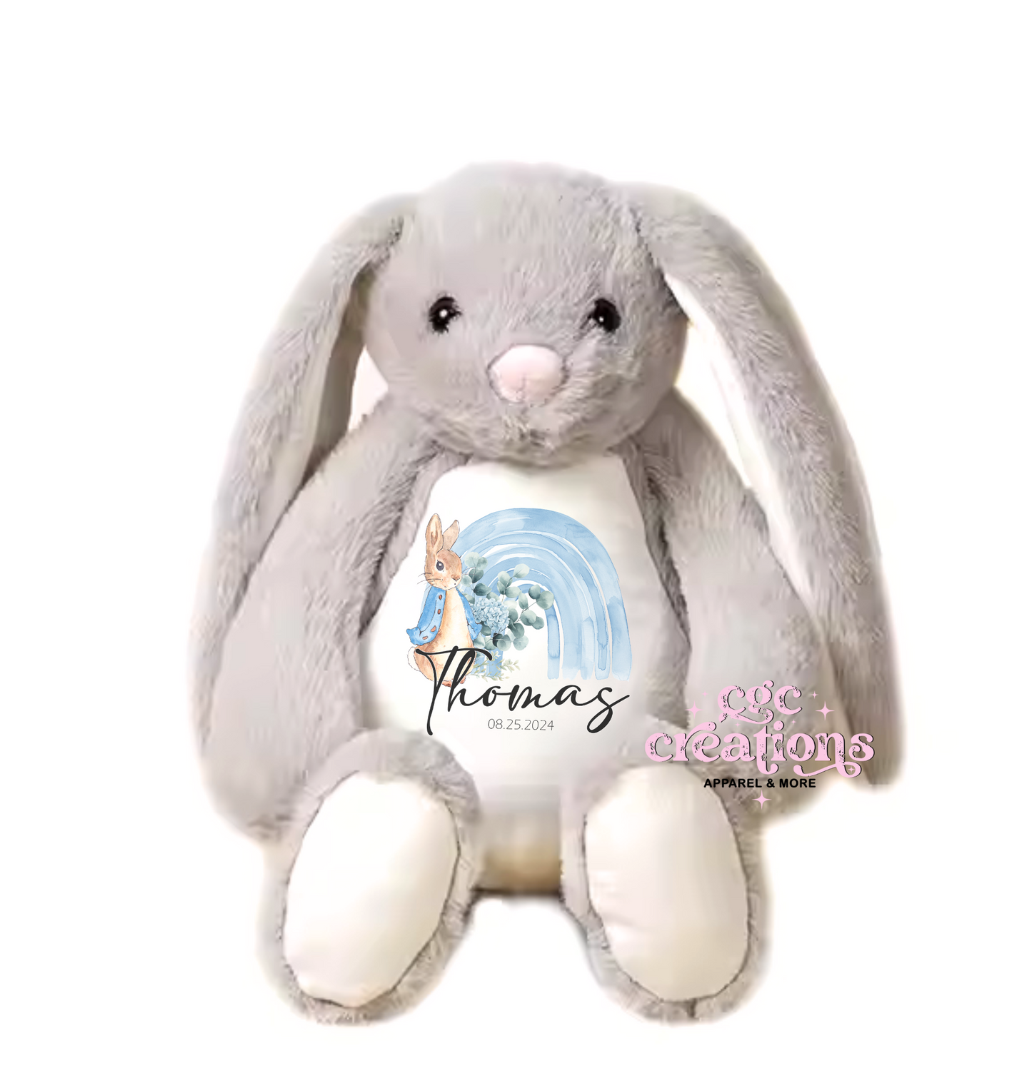 Personalized Rainbow Plush Bunny (With Date)