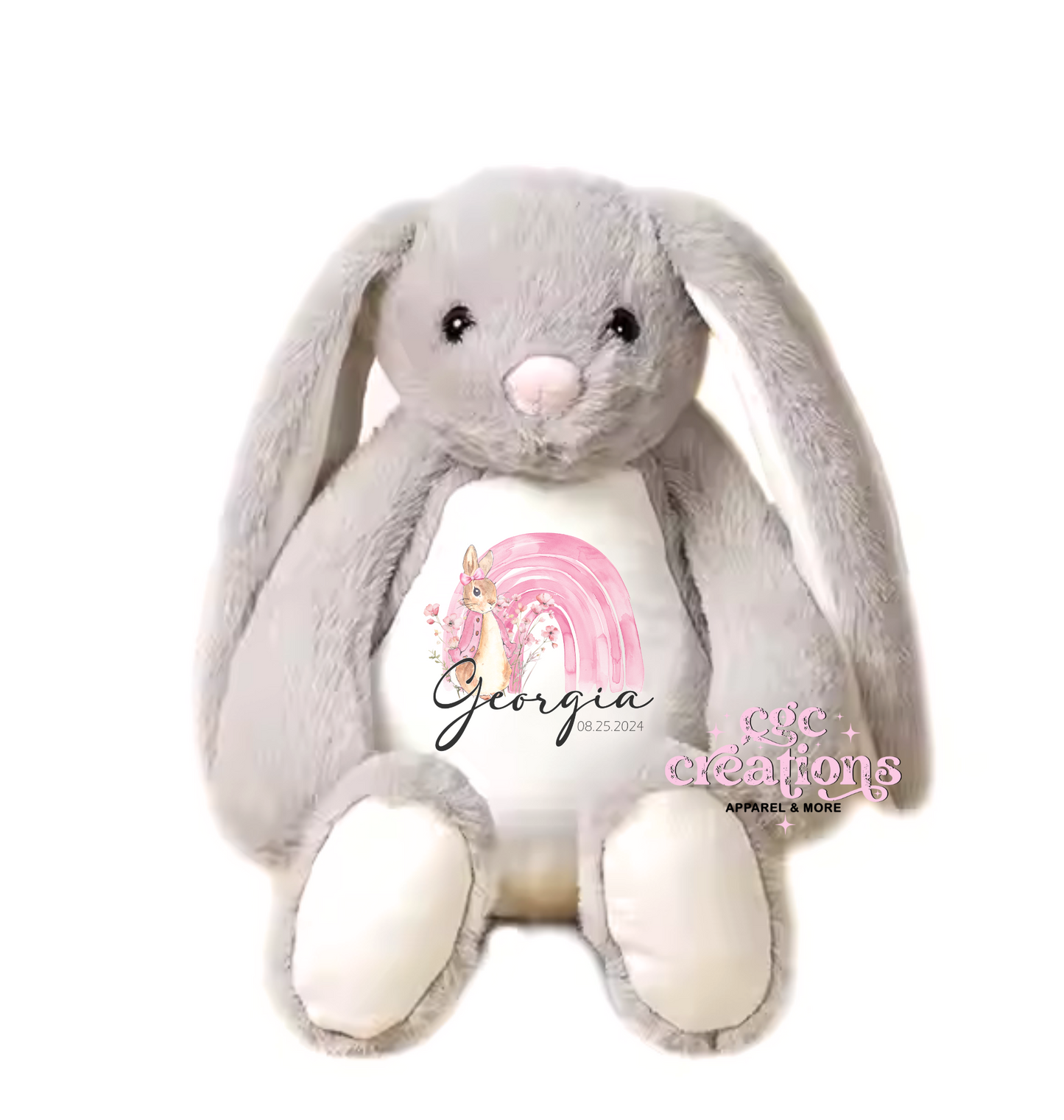 Personalized Rainbow Plush Bunny (With Date)