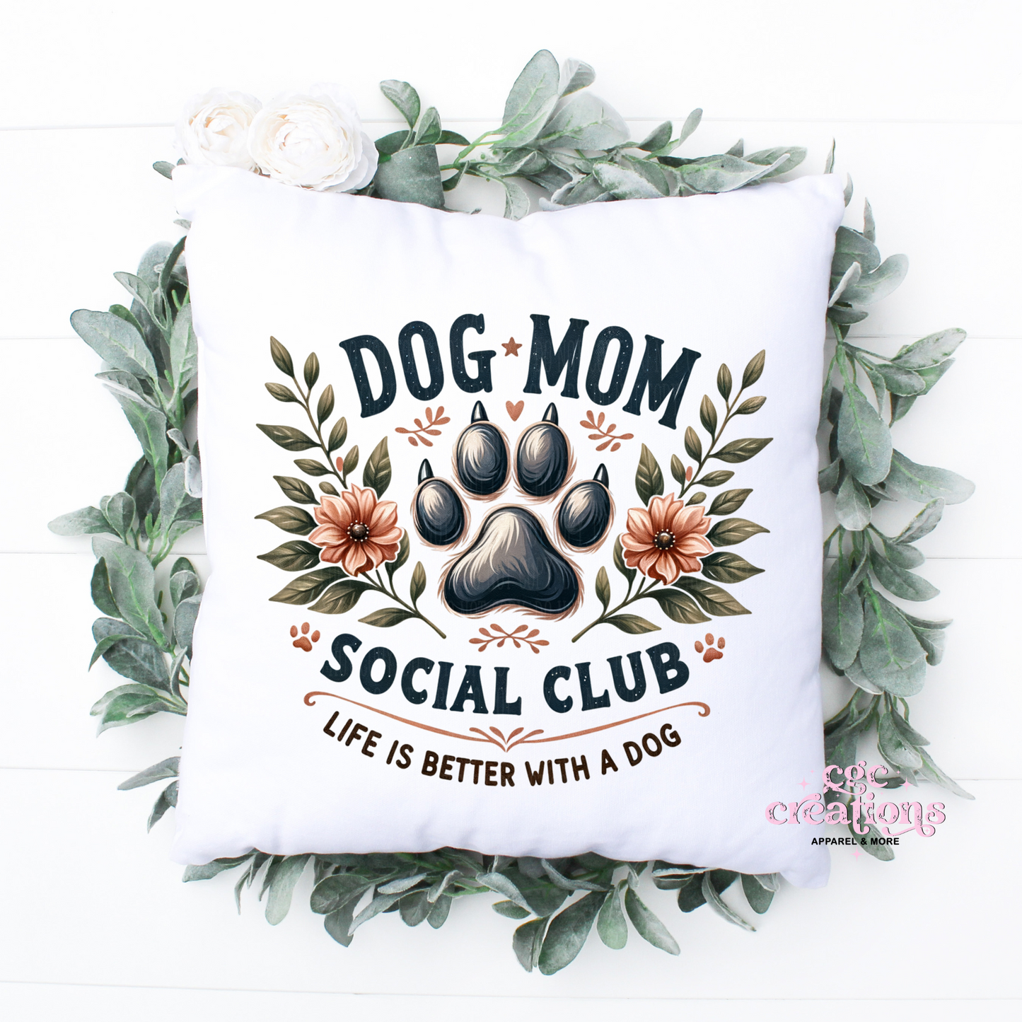 Dog Mom Social Club Pillow