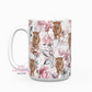 Floral Highland Cow Mug Wrap 15oz Ceramic Coffee Mug