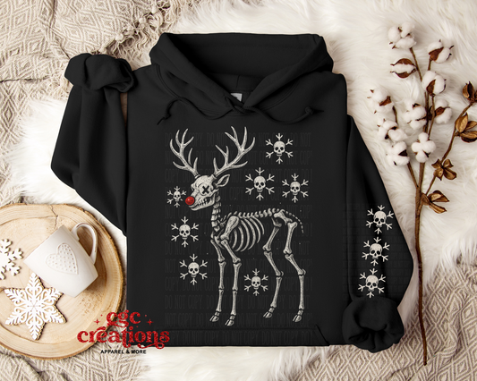 Skellie Deer With Sleeve Design Hoodie