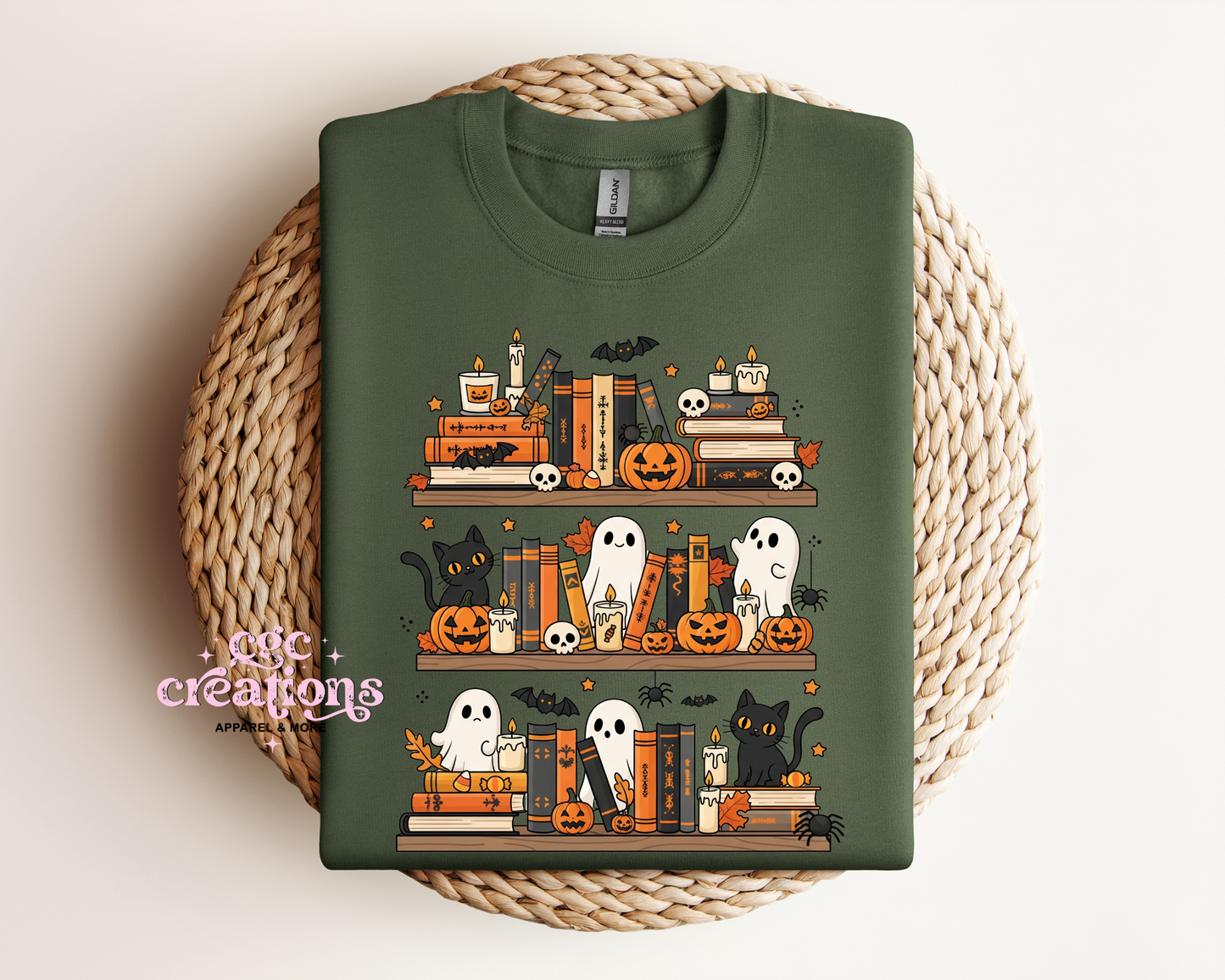 Spooky Bookshelf Crewneck Sweatshirt