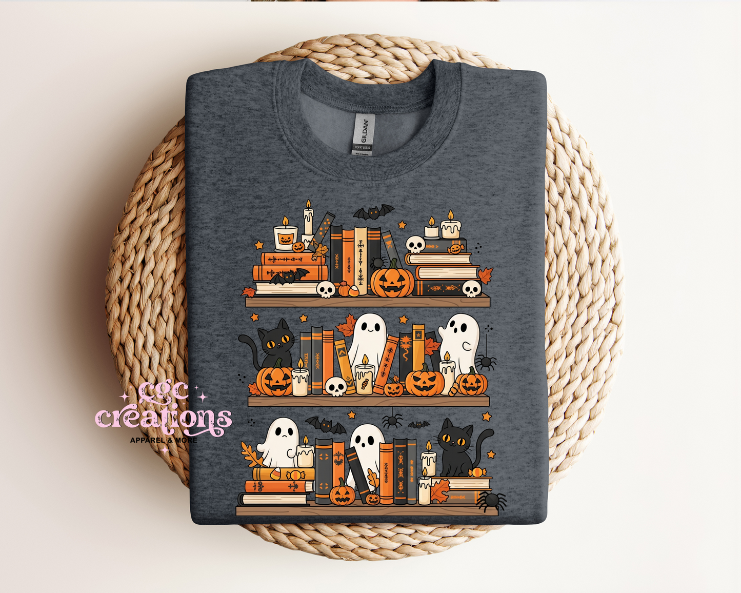 Spooky Bookshelf Crewneck Sweatshirt
