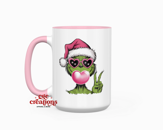 Mean One Blowing Bubble - Pink Hat 15oz Ceramic Coffee Mug