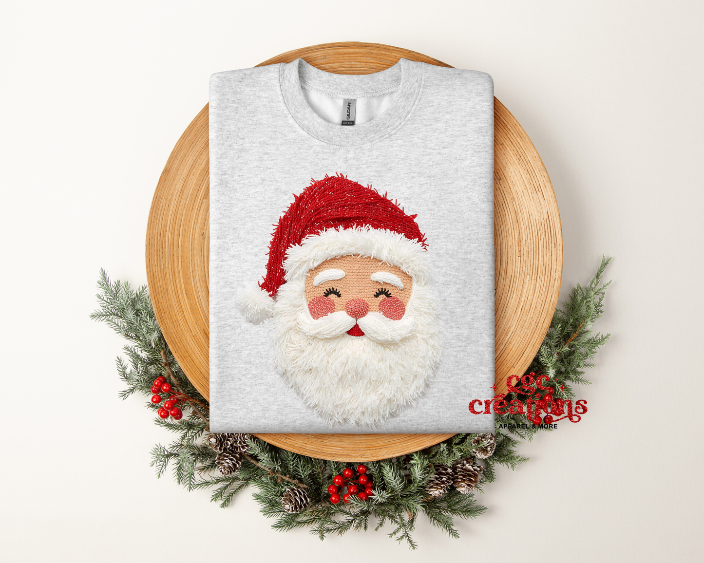 FAUX WOOL - Santa Christmas Crewneck Sweatshirt
