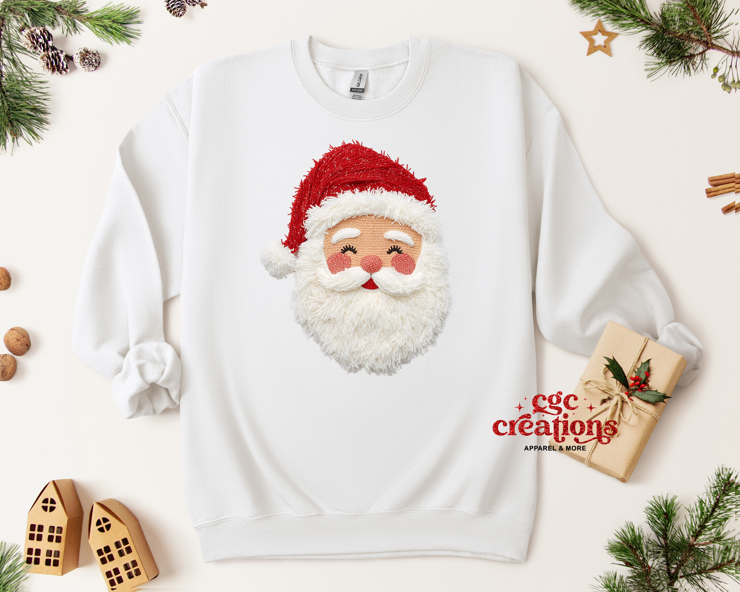FAUX WOOL - Santa Christmas Crewneck Sweatshirt