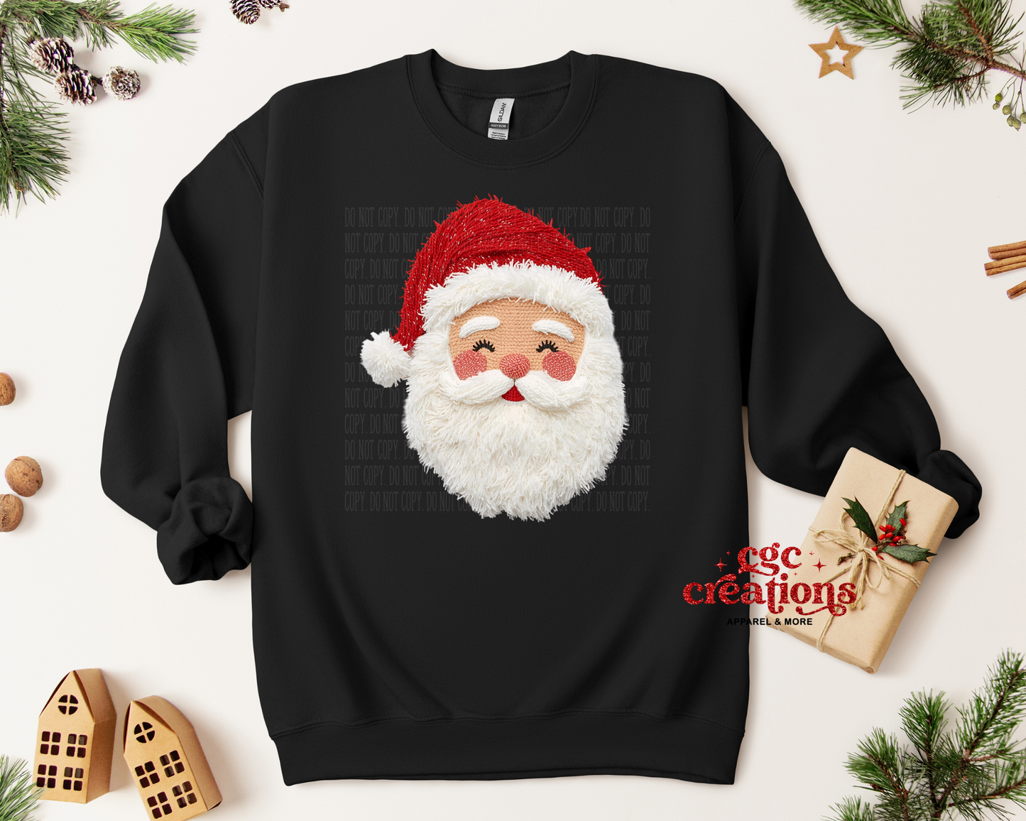 FAUX WOOL - Santa Christmas Crewneck Sweatshirt