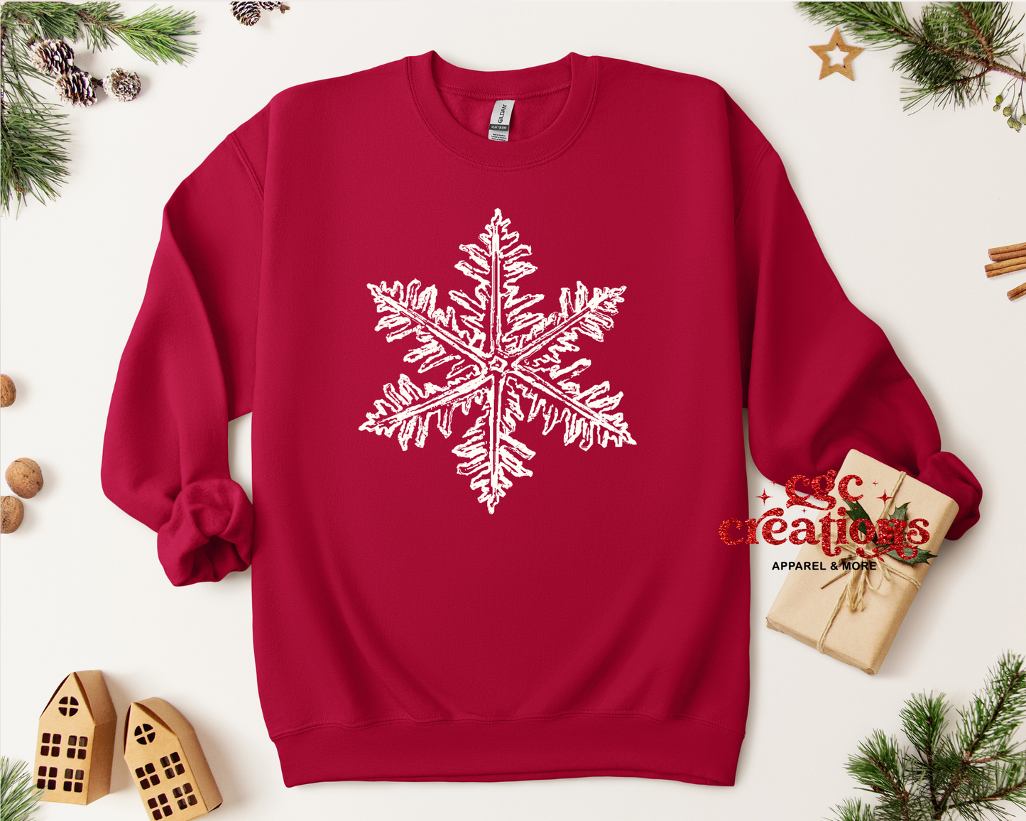 Distressed Snowflake Crewneck Sweatshirt