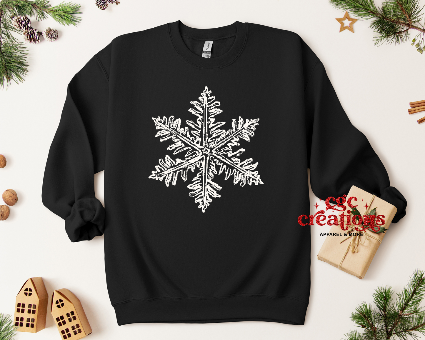 Distressed Snowflake Crewneck Sweatshirt