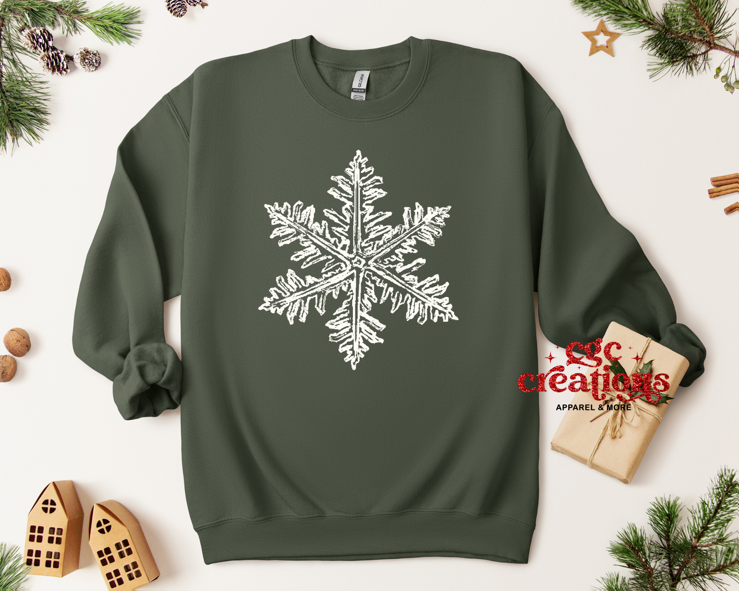 Distressed Snowflake Crewneck Sweatshirt
