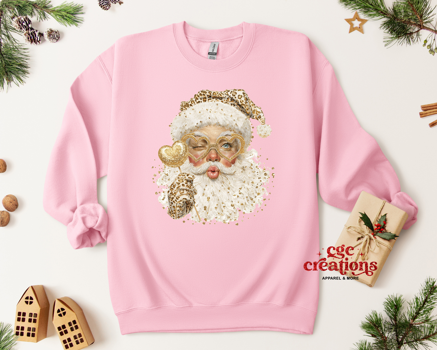 Leopard Santa Christmas Crewneck Sweatshirt