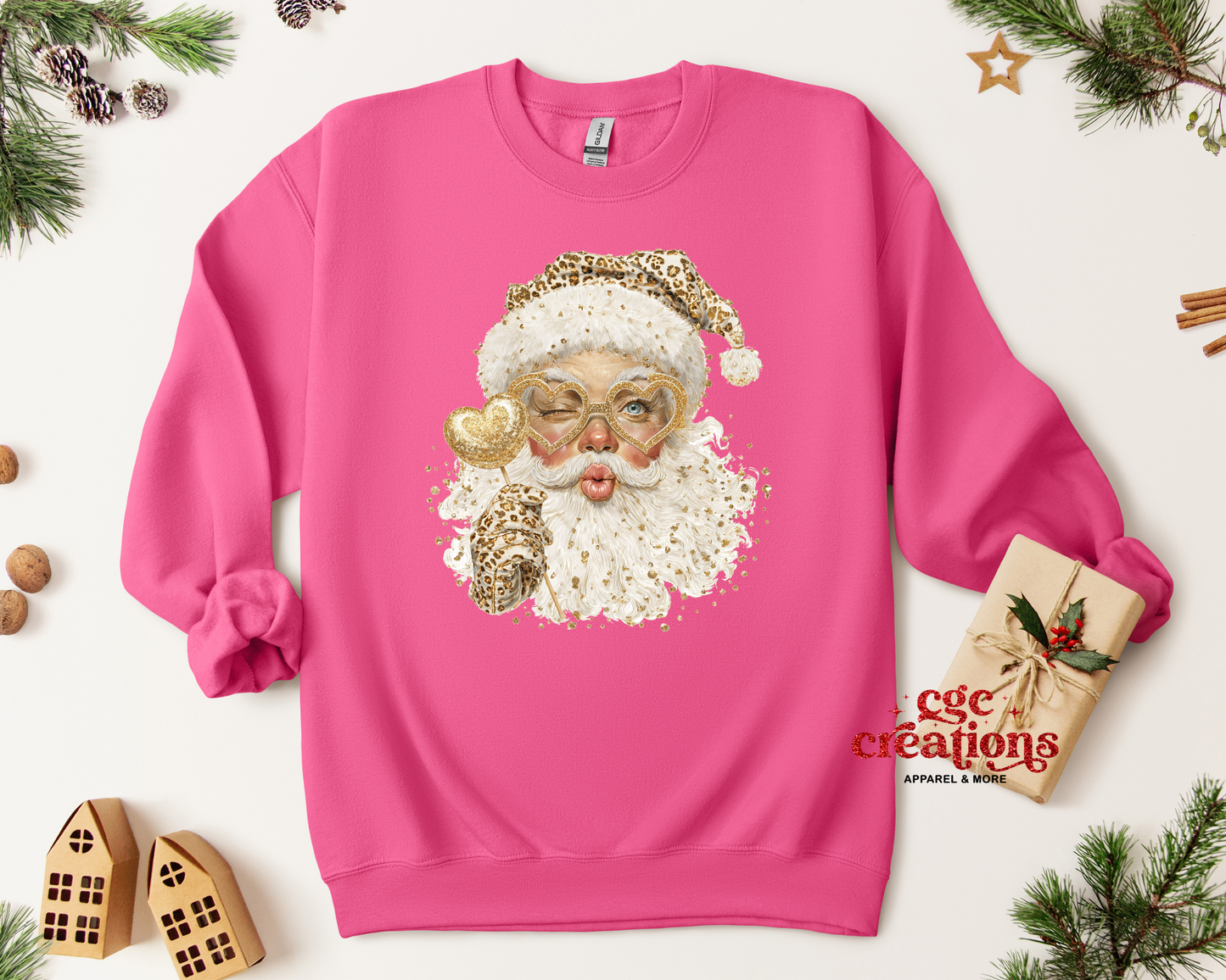 Leopard Santa Christmas Crewneck Sweatshirt