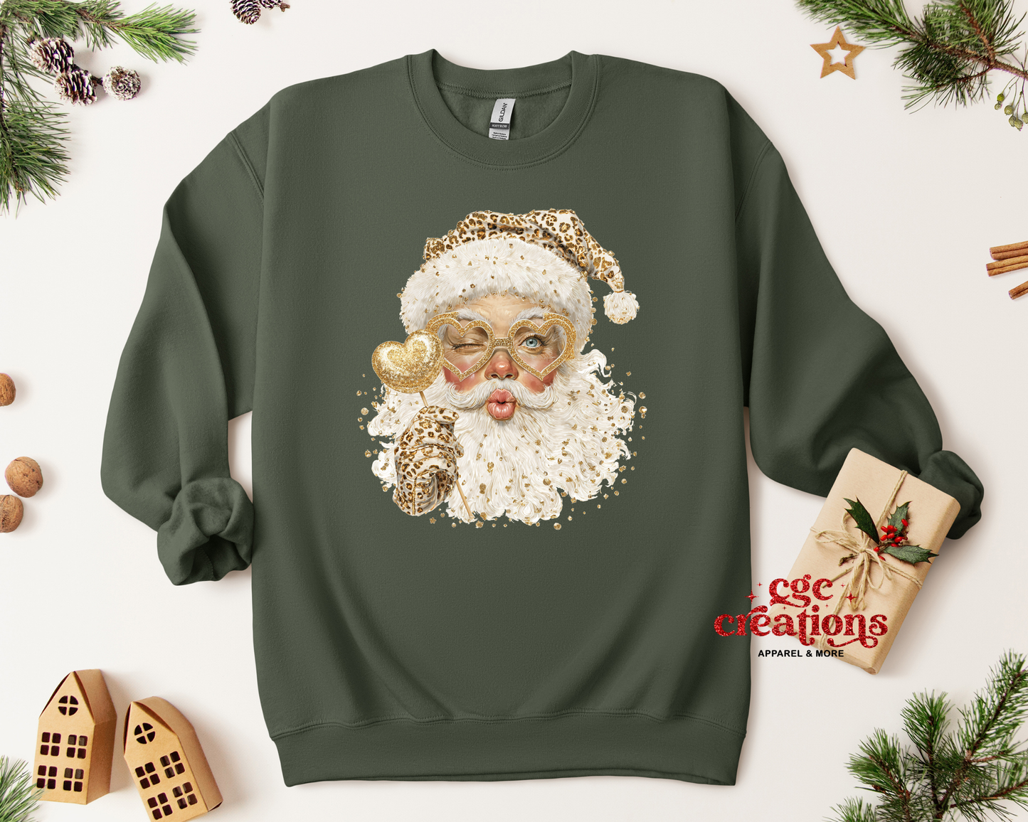 Leopard Santa Christmas Crewneck Sweatshirt