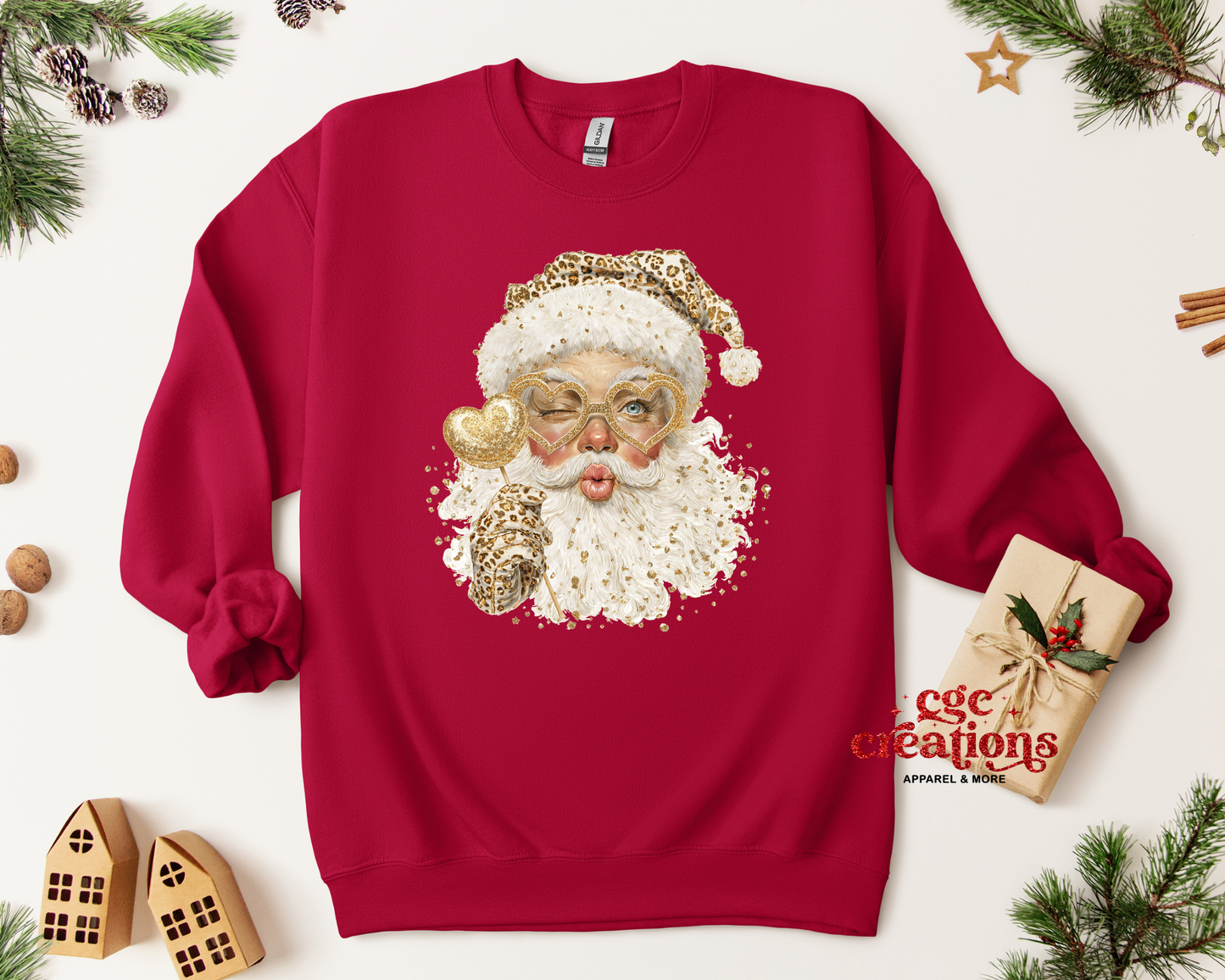 Leopard Santa Christmas Crewneck Sweatshirt