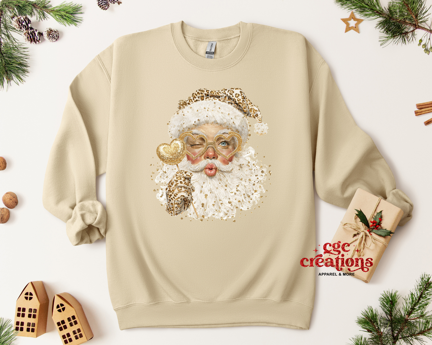 Leopard Santa Christmas Crewneck Sweatshirt
