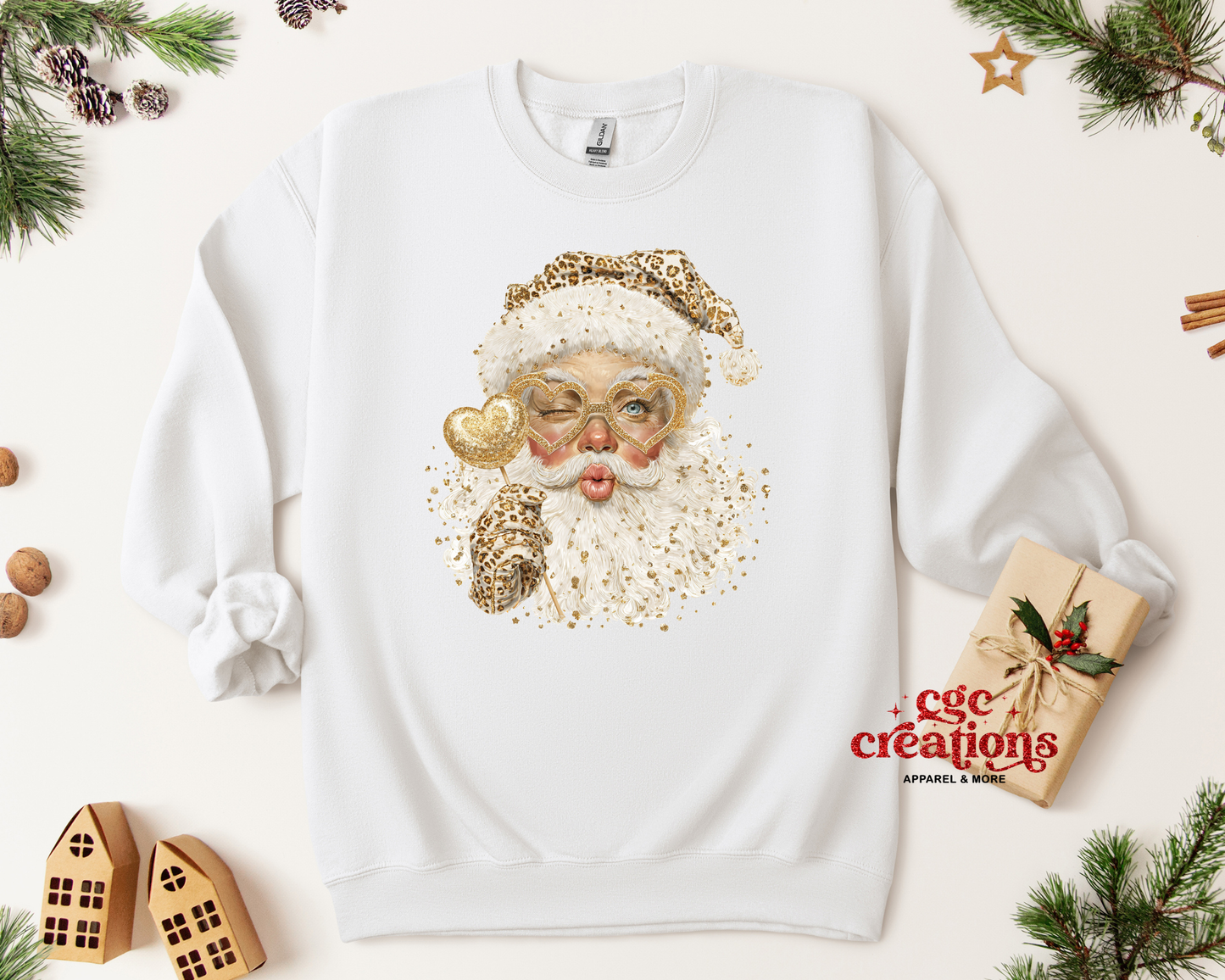 Leopard Santa Christmas Crewneck Sweatshirt