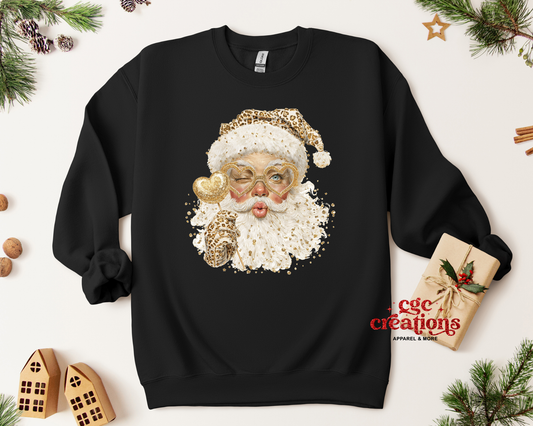 Leopard Santa Christmas Crewneck Sweatshirt