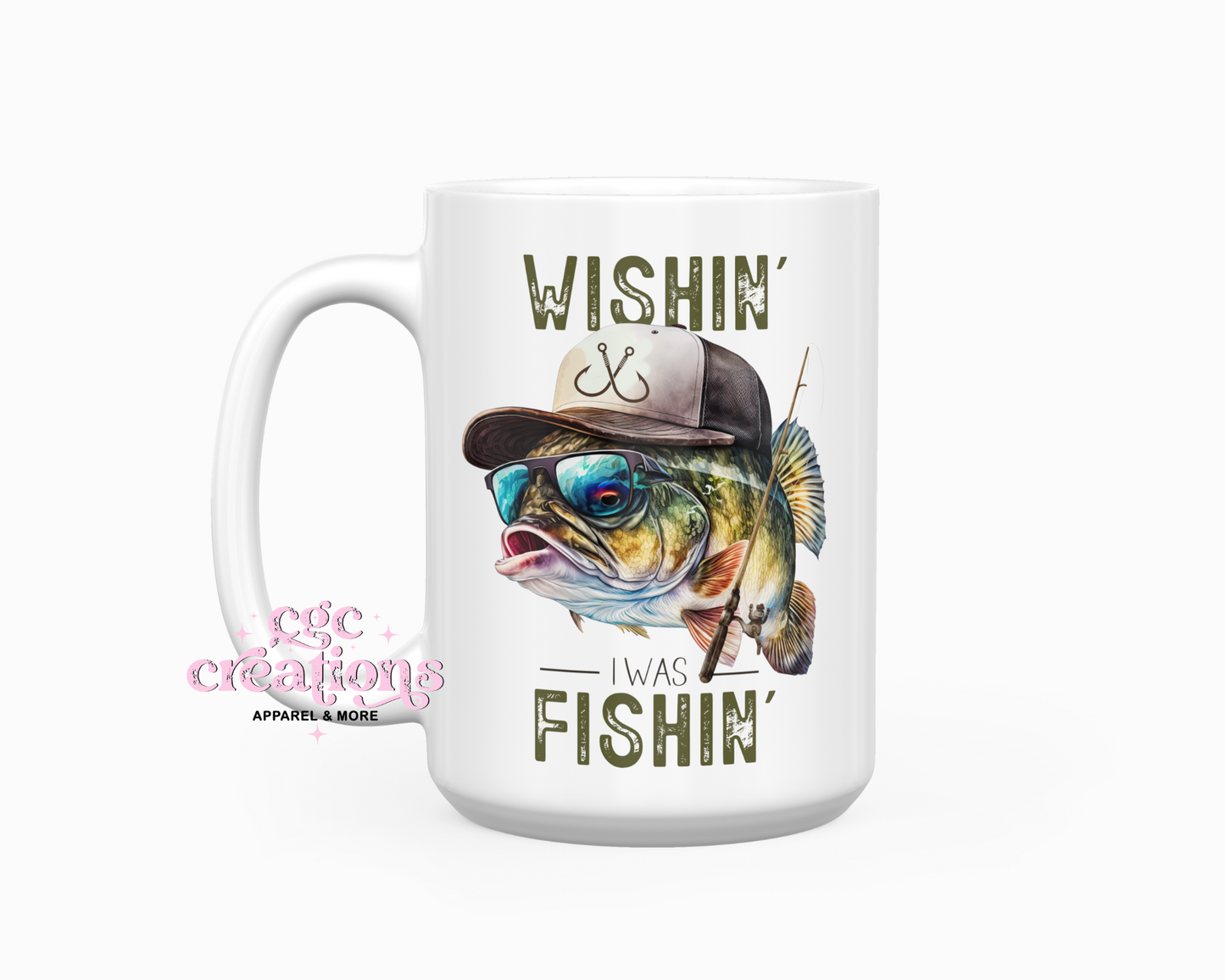 Wishin' I Was Fishin' 15oz Ceramic Coffee Mug