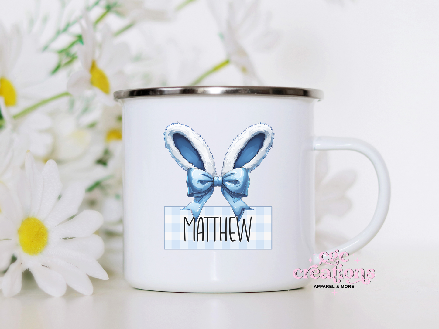 Personalized Bunny Ear Enamel Mug