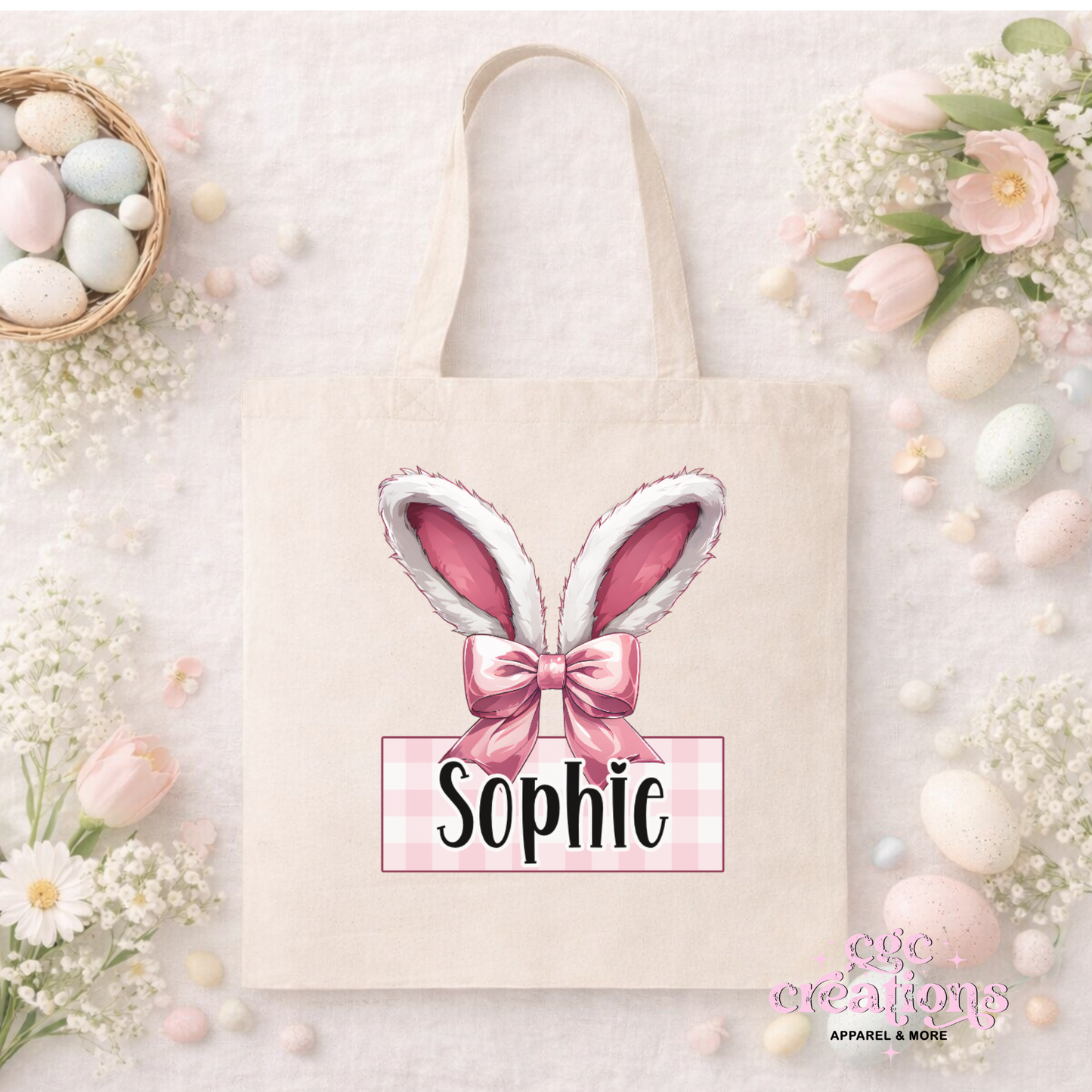 Personalized Bunny Ear Tote Bag