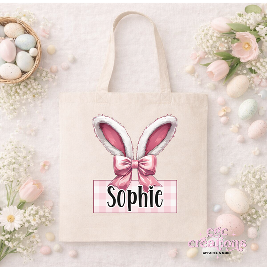 Personalized Bunny Ear Tote Bag