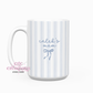 Personalized Pinstripe 15oz Ceramic Coffee Mug