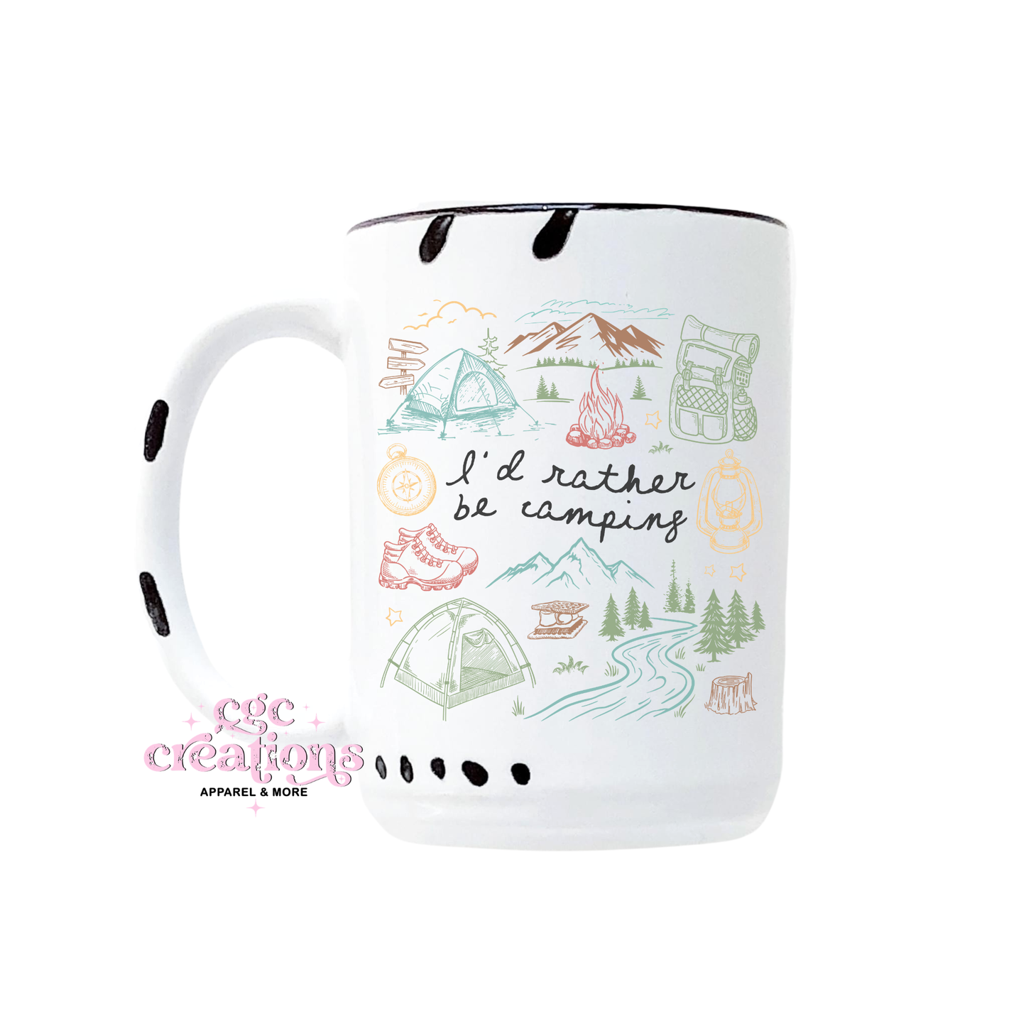 I'd Rather Be Camping 15oz Ceramic Coffee Mug